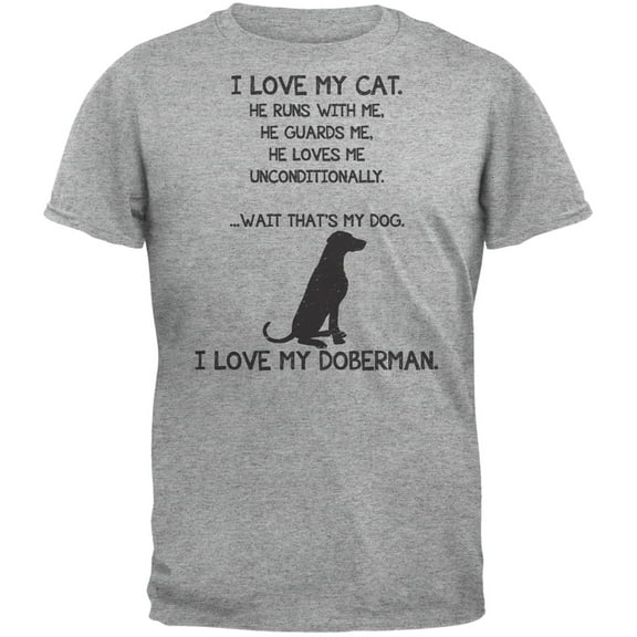 I Love My Doberman Boy Heather Grey Adult T-Shirt - Large