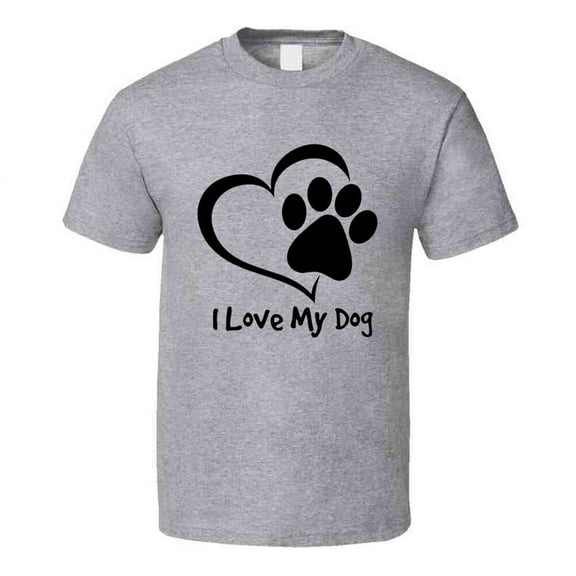 I Love My Dog T-Shirt Canine Paw Heart Novelty Pet Lover Tee Shirt - Great Gift