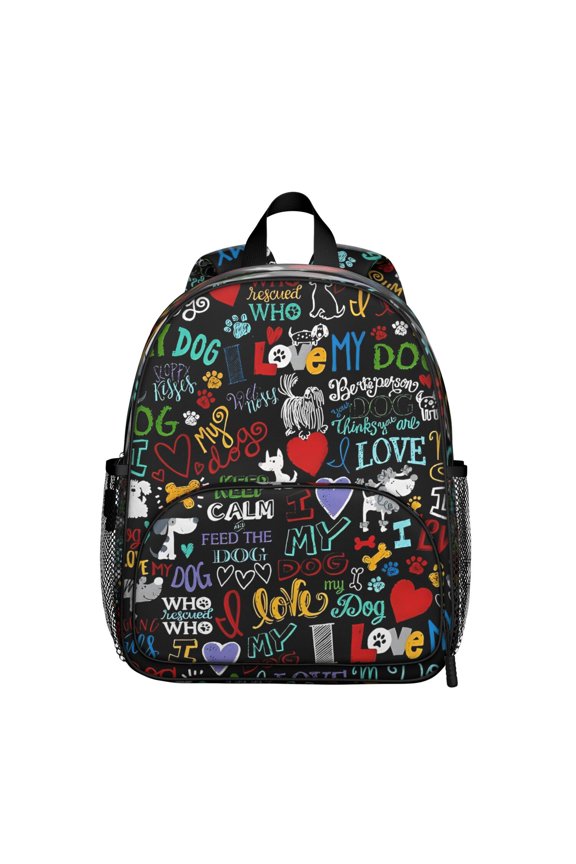 I Love My Dogs Art Backpack Backpack for School,Cute School Bag,Schoolbag with Adjustable Shoulder Straps & Padded Back,13.8"x11.4"x6"