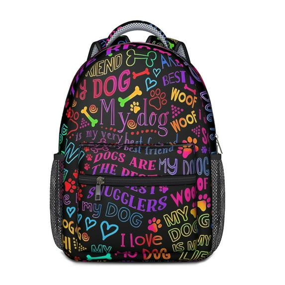I Love My Dogs Art Backpack for School,Cute School Bag,Schoolbag with Adjustable Shoulder Straps & Padded Back,15.3"x11"x6.7"