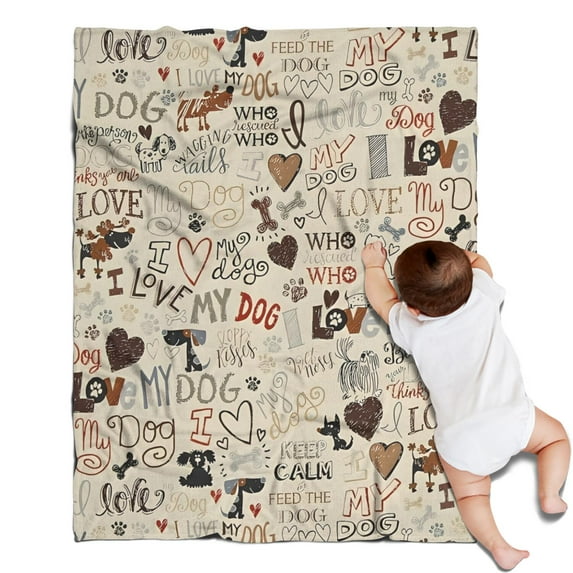 I Love My Dogs Art Blanket,Comfortable Soft Flannel Throw Blanket,All Season,Warm Lightweight Blankets for Sofa Bed Couch Living Room Chair,30"x40"