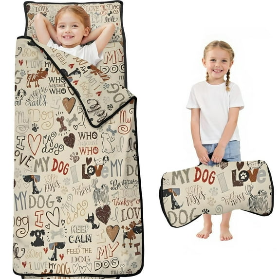 I Love My Dogs Art Toddler Nap Mats for Kids Preschool,Sleeping Mat Bag or Kids,Toddler Sleeping Bag,Toddler Nap Mat or Daycare
