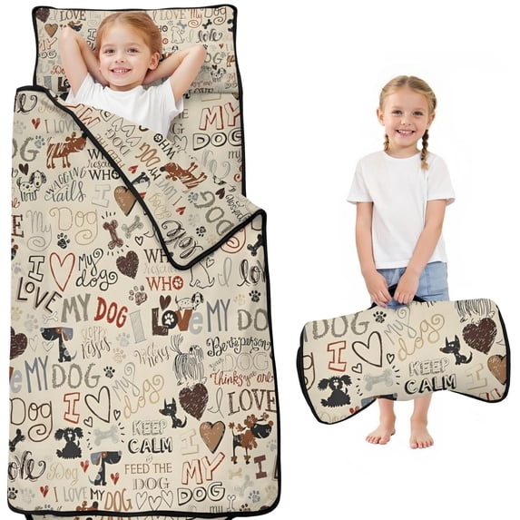 I Love My Dogs Art Toddler Nap Mats for Kids Preschool,Sleeping Mat Bag or Kids,Toddler Sleeping Bag,Toddler Nap Mat or Daycare