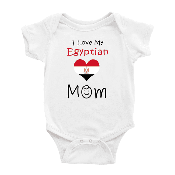 I Love My Egyptian Mom Baby Bodysuits (White, 18-24 Months)