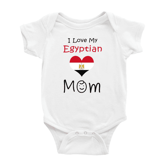 I Love My Egyptian Mom Baby Bodysuits (White, 3-6 Months)