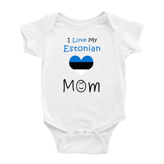 I Love My Estonian Mom Cute Baby Romper Bodysuit For Boy Girl (White, 6-12 Months)