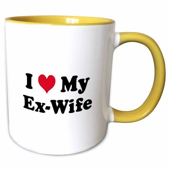 3drose, I Love My Ex Wife, 11oz Two-tone Yellow Mug