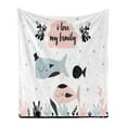 thumbnail image 1 of I Love My Family Soft Flannel Fleece Throw Blanket, Funny Fish in the Ocean with Seaweed Corals, Cozy Plush for Indoor and Outdoor Use, 60" x 80", Blue Grey Blush, by Ambesonne, 1 of 5