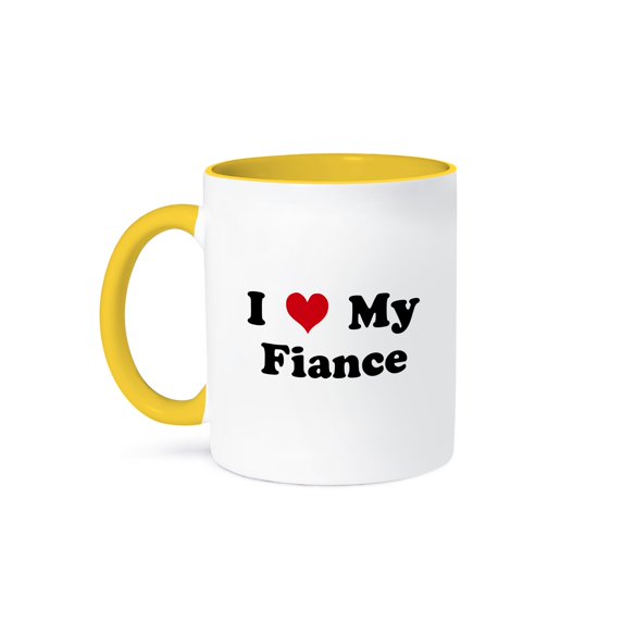 3dRose, I Love My Fiance, 11oz Two-Tone Yellow Mug