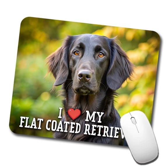 I Love My Flat Coated Retriever Dog Heart Mouse Pad Low Profile Gaming Mat