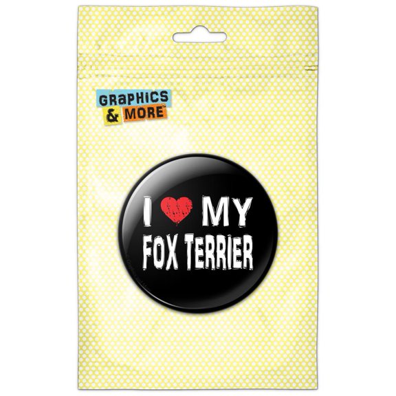 I Love My Fox Terrier Stylish Pinback Button Pin Badge