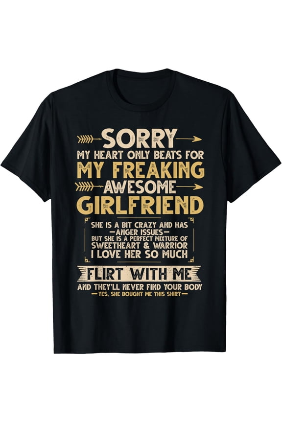 I Love My Freaking Awesome Girlfriend Shes a Bit Crazy Funny T-ShirtMen and women, Black T-shirt, size: Extra large
