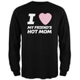 thumbnail image 1 of I Love My Friends Hot Mom Candy Heart Black Adult Long Sleeve T-Shirt - Small, 1 of 1