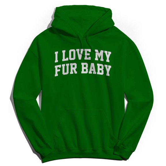 I Love My Fur Baby Graphic Irish Green Men's Cotton Pullover Hoodie