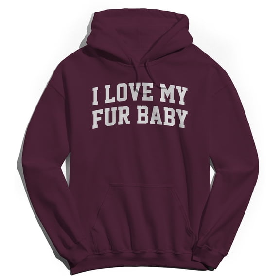 I Love My Fur Baby Graphic Maroon Men's Cotton Pullover Hoodie