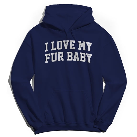I Love My Fur Baby Graphic Navy Men's Cotton Pullover Hoodie