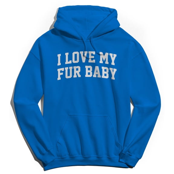 I Love My Fur Baby Graphic Royal Men's Cotton Pullover Hoodie