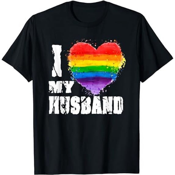 I Love My Gay Husband T-Shirt Gay LGBT Lesbian Gift