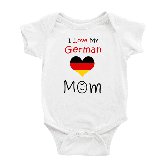 I Love My German Mom Baby Bodysuit Newborn Clothes Outfits (White, 18-24 Months)