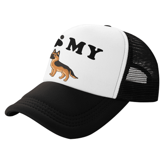 I Love My German Shepherd Dog Funny Trucker Cap Hat Black