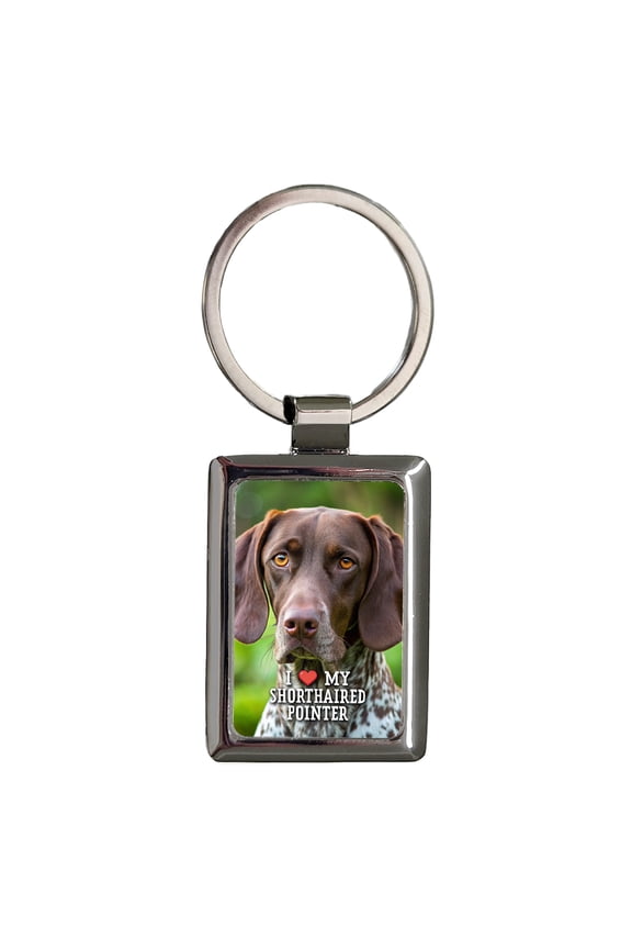 I Love My German Shorthaired Pointer Dog Heart Metal Rectangle Keychain