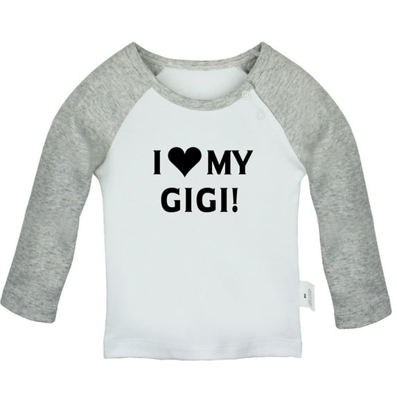 I Love My Gigi Funny T shirt For Baby, Newborn Babies T-shirts, Infant Tops, 0-24M Kids Graphic Tees Clothing (Long Gray Raglan T-shirt, 6-12 Months)