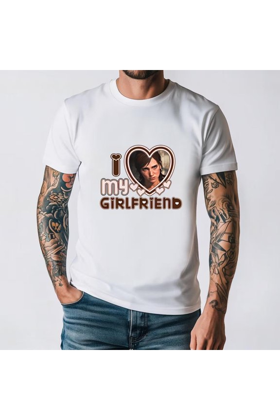 I Love My Girlfriend Cute Retro Fandom Inspired Character Graphic T-shirt, up to size 5XL.