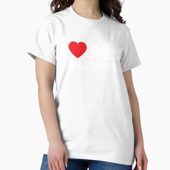I Love My Girlfriend Heart Frame Relationship Protection Fandom Slogan T-Shirt