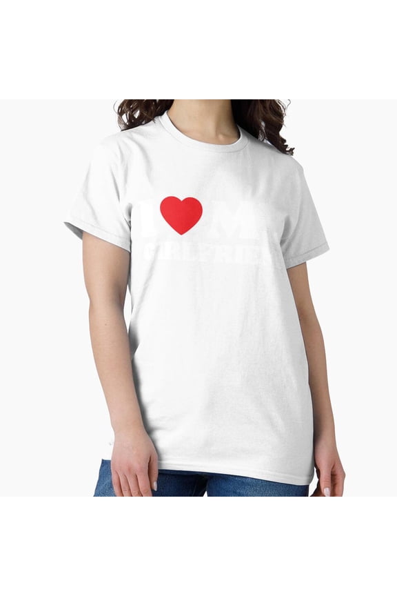 I Love My Girlfriend Heart Frame Relationship Protection Fandom Slogan T-Shirt