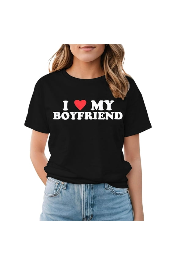 I Love My Girlfriend Shirt Men Women I Love My Boyfriend Shirts Gf Bf Tee Valentine's Day Couples Matching Tee