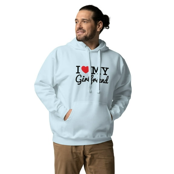 I Love My Girlfriend Unisex Hoodie (Sky Blue, S)