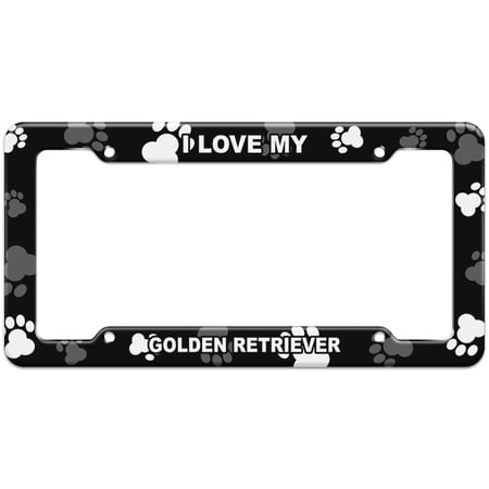 I Love My - Golden Retriever - Plastic License Plate Frame