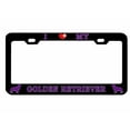 thumbnail image 1 of I Love My Golden Retriever Style Dog Metal License Plate Frame Personalized/Car Accessories Car Tag Holder Cover (Black/Purple), 1 of 2