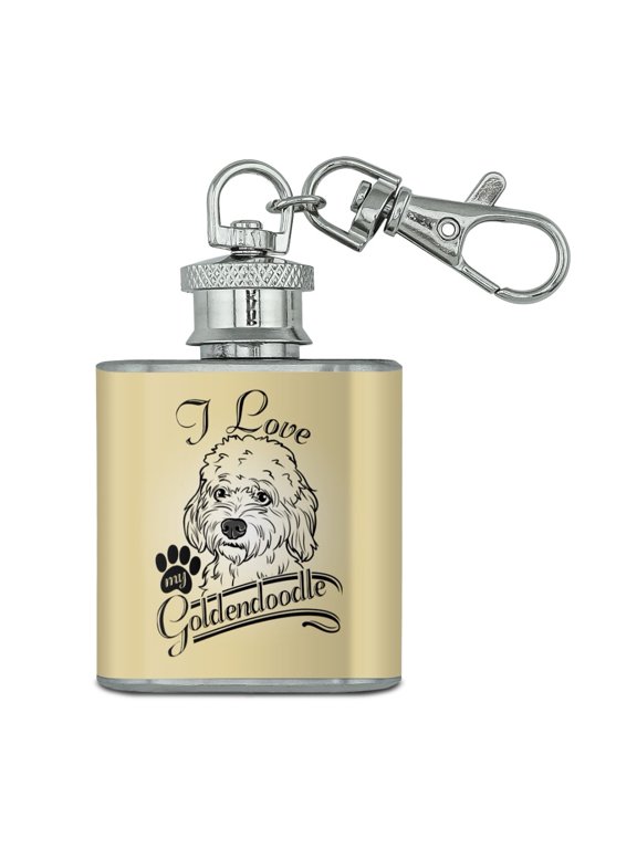 I Love My Goldendoodle Stainless Steel 1oz Mini Flask Key Chain