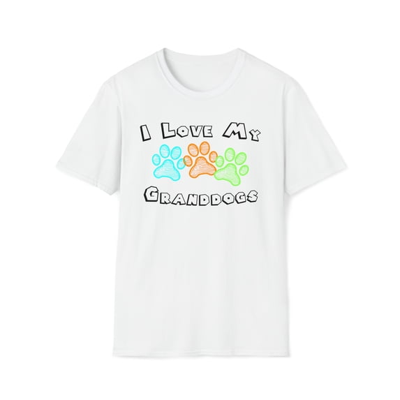 I Love My Granddog, Gildan Unisex Softstyle T-Shirt, Paw Graphic Tee, S-3XL