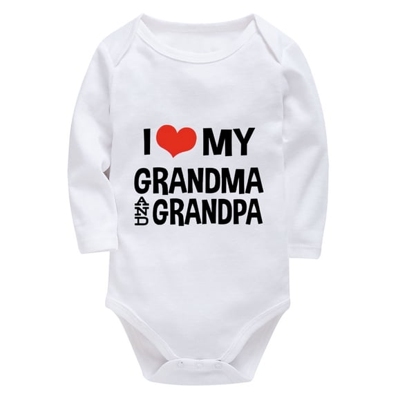 I Love My Grandma And Grandpa Baby Clothes Girl Newborn Long Sleeve Baby Girls Romper White 18 Month Boy Romper