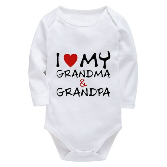 I Love My Grandma And Grandpa Baby Outfits Boys Long Sleeve Summer Romper Baby White Baby Girl Newborn Outfit