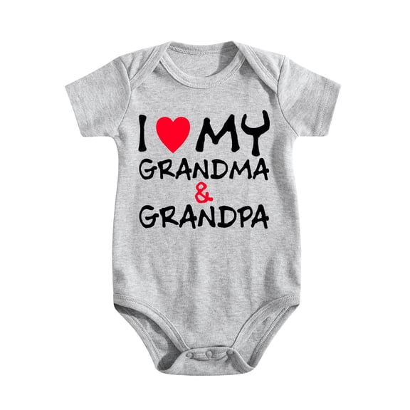 I Love My Grandma And Grandpa - Grandparents Announcement - Cute Infant One-Piece Baby Bodysuit Light Gray-style-1 0-3M
