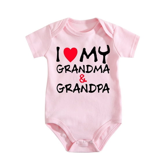I Love My Grandma And Grandpa - Grandparents Announcement - Cute Infant One-Piece Baby Bodysuit Medium Pink-style-1 0-3M