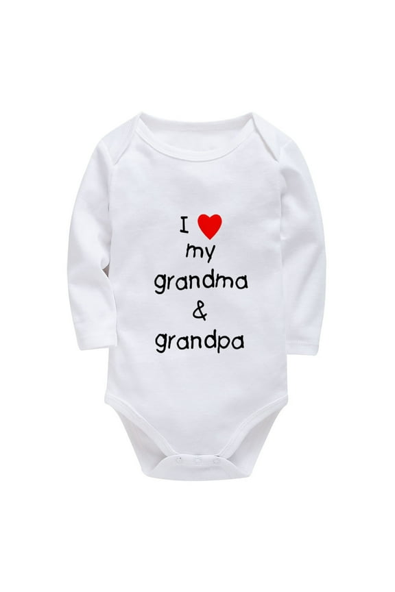 I Love My Grandma And Grandpa Newborn First Outfit Hospital Girl Long Sleeve Take Home Outfit for Baby Boy White Baby Girl N
