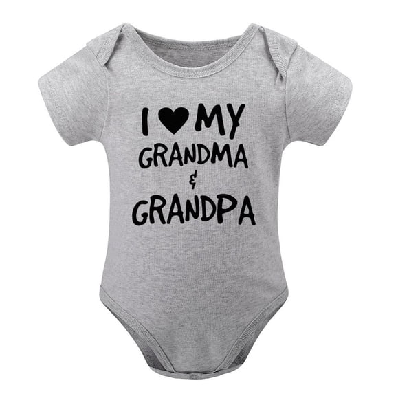 I Love My Grandma & Grandpa Baby Bodysuit Adorable Romper Clothing Funny Cute Infant Outfit Gray-style-1 6months