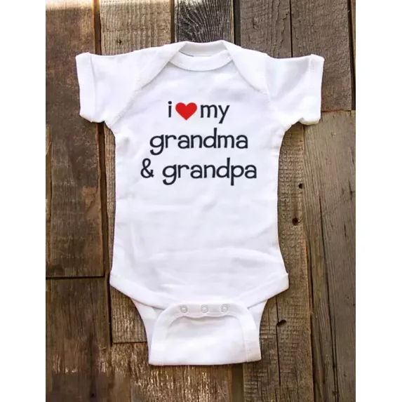 I Love My Grandma & Grandpa Memaw Peepaw Mama & Papa Mamaw Baby Bodysuit Shirt Cute Baby Onesie, BABY BODYSUIT LAT 4424