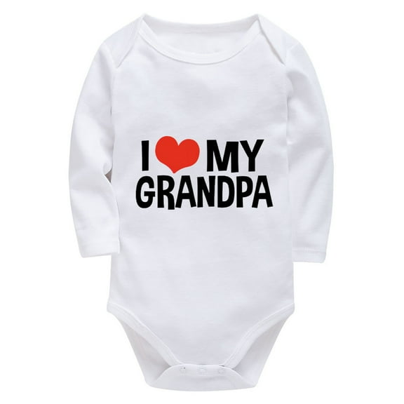 I Love My Grandpa Baby Outfits Long Sleeve Cute Baby Onesie White Baby Boy Newborn Outfits for Hospital