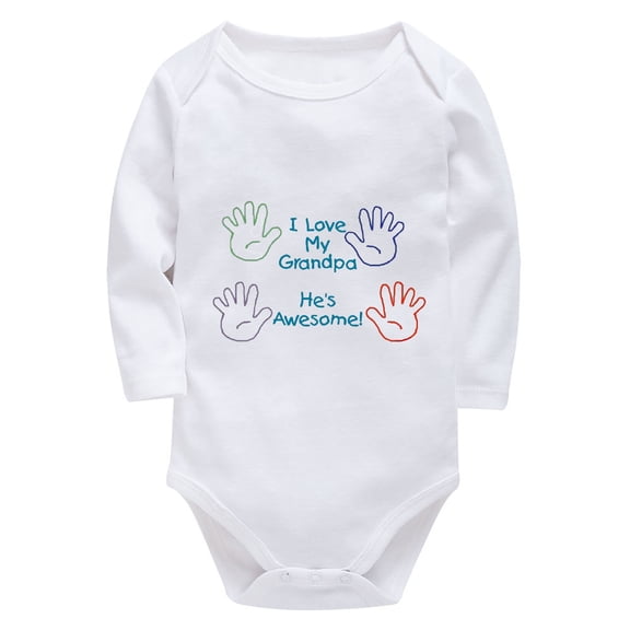 I Love My Grandpa He's Awesome Summer Romper Baby Girl Long Sleeve Baby Girl Newborn Coming Home Outfit White Newborn Onsies
