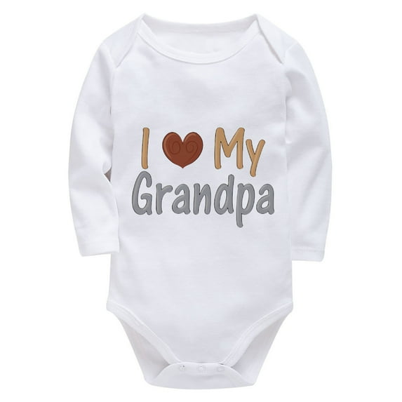 I Love My Grandpa Newborn Romper Baby Boy Long Sleeve Boy Onsie White Baby Clothes 0-3 Months Girl