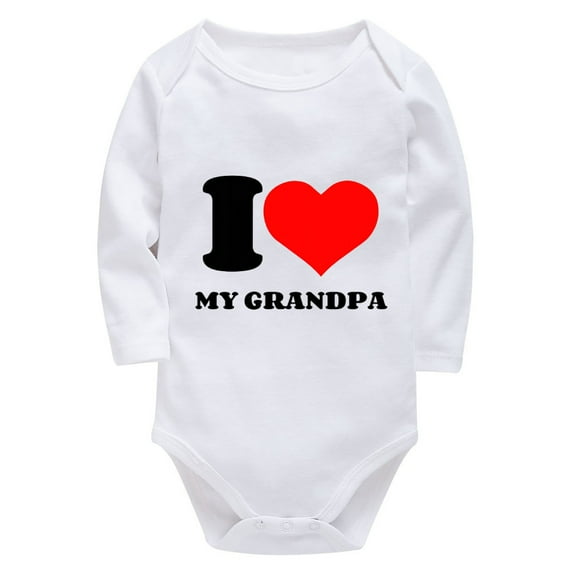 I Love My Grandpa Newborn Unisex Onesie Long Sleeve Plain Onsie White Baby White Onesie 3-6 Months