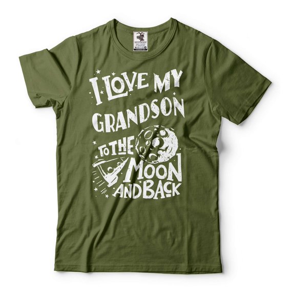 I Love My Grandson Shirt Grandpa Grandma Shirts Mothers Day Grandma Shirt Fathers Day Grandpa Shirt (Small Military Green)