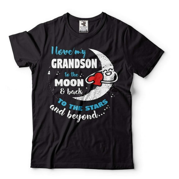 I Love My Grandson Shirt Grandpa Grandma Shirts Mothers Day Grandma Shirt Fathers Day Grandpa Shirt (X-Large Black)