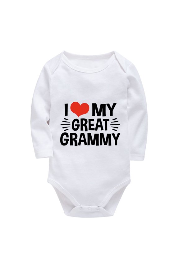 I Love My Great Grammy Neutral Newborn Baby Clothes Long Sleeve Baby Girl Cotton Romper White Baby Onesie 0-3 Months