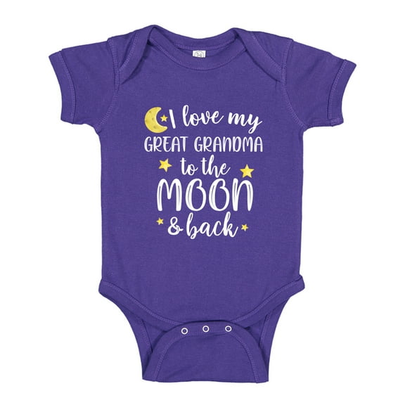 I Love My Great Grandma To The Moon And Back Baby Bodysuit One Piece NB Purple
